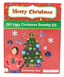 DIY Ugly Christmas Sweater Kit | Make Your Own Festive Sweater with Christmas Tree & Gift Appliques | Includes Ornaments, Ribbons & Decorative Patches